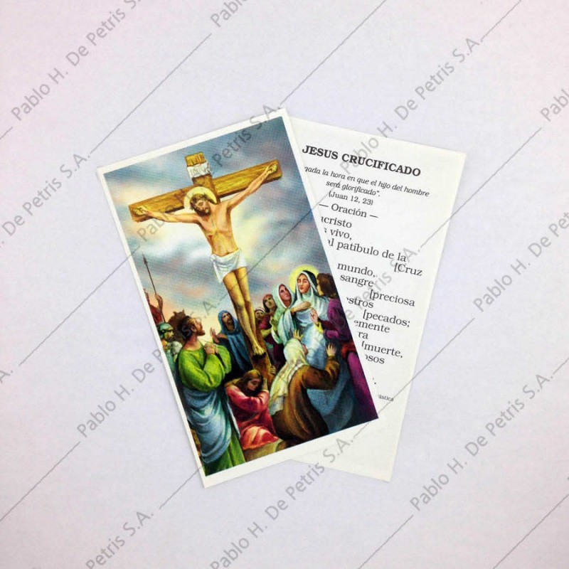 Estampa Jesús crucificado con gente